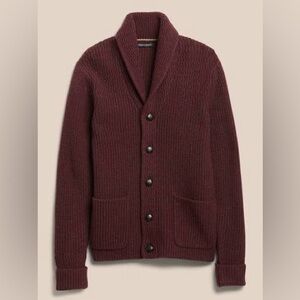 Banana Republic Men's Maroon Cardigan Sweater - Medium Long